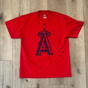 Majestic ~ California/Anaheim Angels - MIKE TROUT #27 red tee, size M